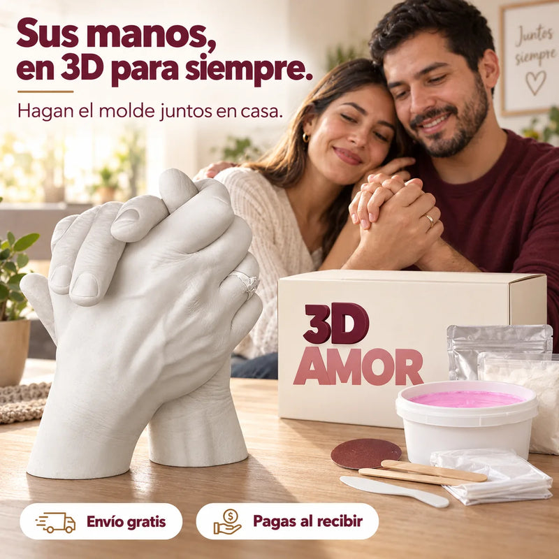 Kit Molde de Manos 3D AMOR: escultura de manos de pareja